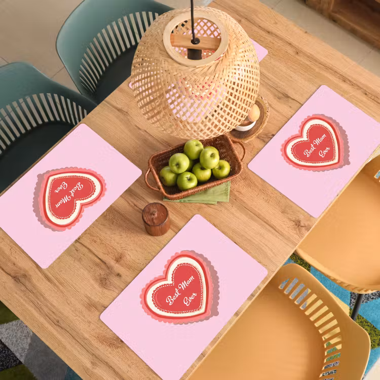 Salvamanteles - Texto - Corazón - Madre - Rosa — 3