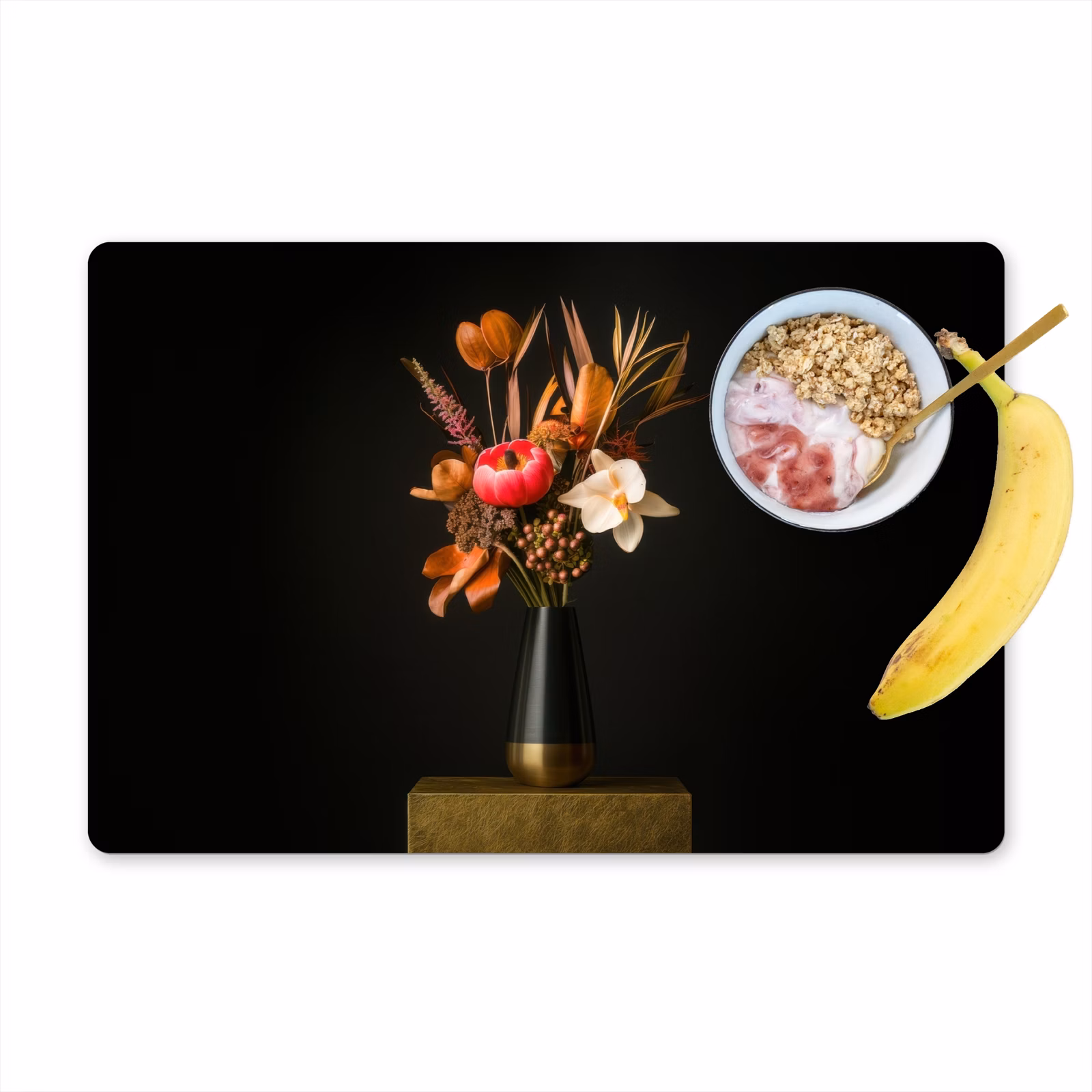 Vinilo para manteles individuales - Bouquet - Naranja - Oro - florero — 1