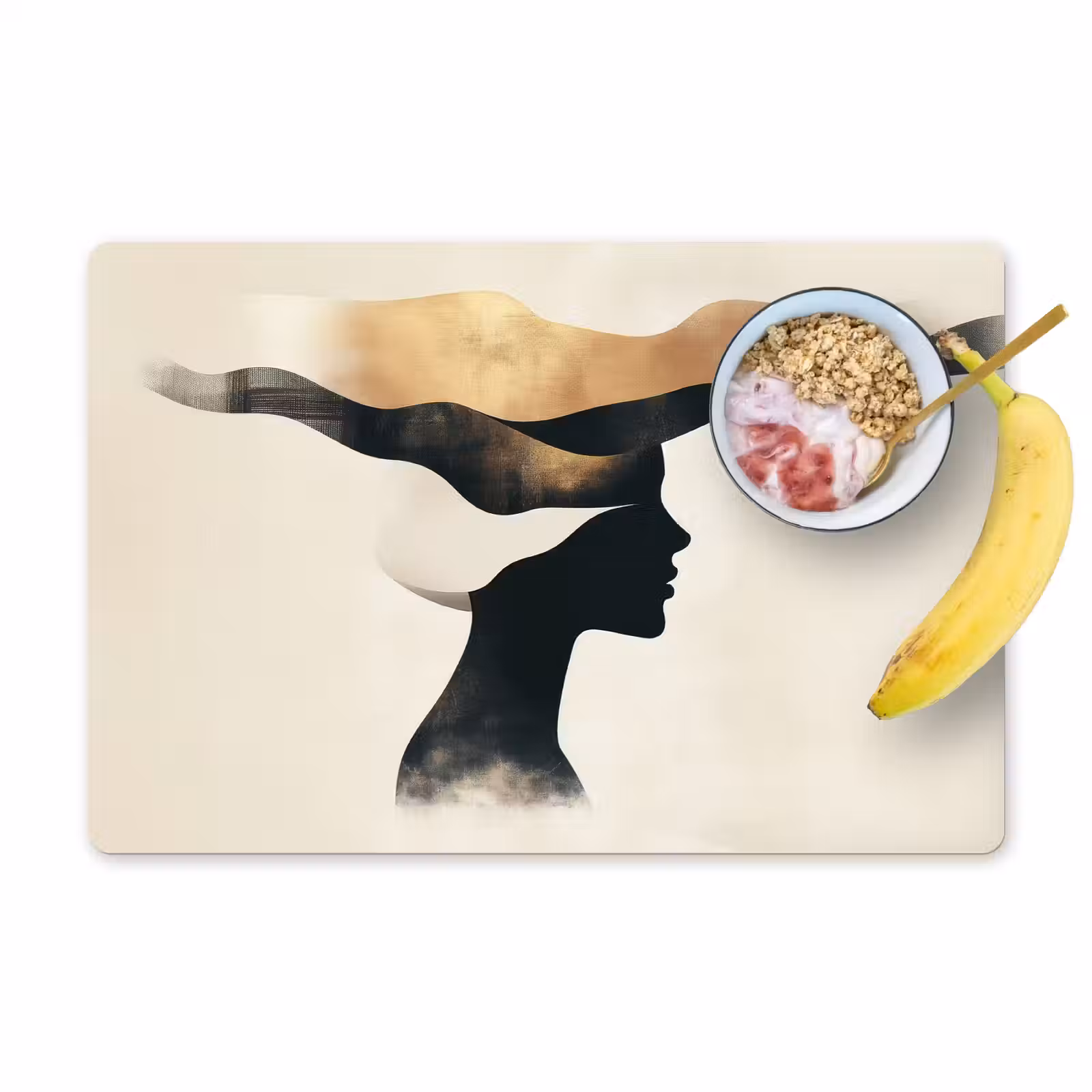 Vinilo para manteles individuales - Mujer - Olas - Negro — 1