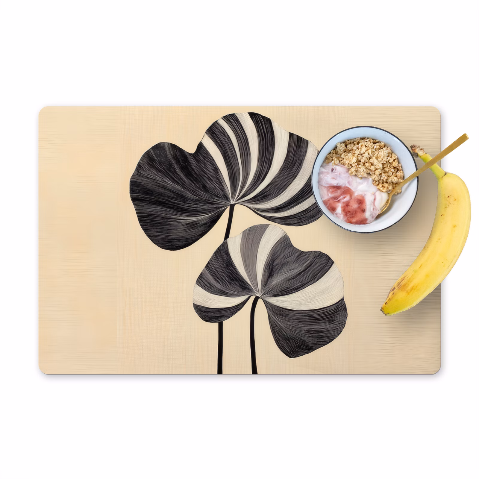 Vinilo para manteles individuales - Negro - Hojas - Rayas - Minimalista — 1