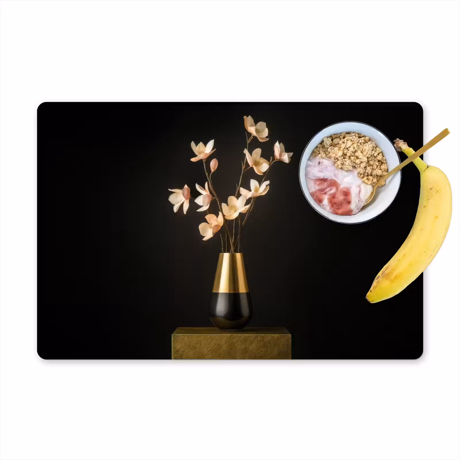 Vinilo para manteles individuales - Ornamentado - Ramo - Oro - Jarrón — 1