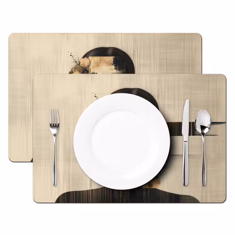 Vinilo para manteles individuales - Cara - Flores - Negro - Mujer — 2