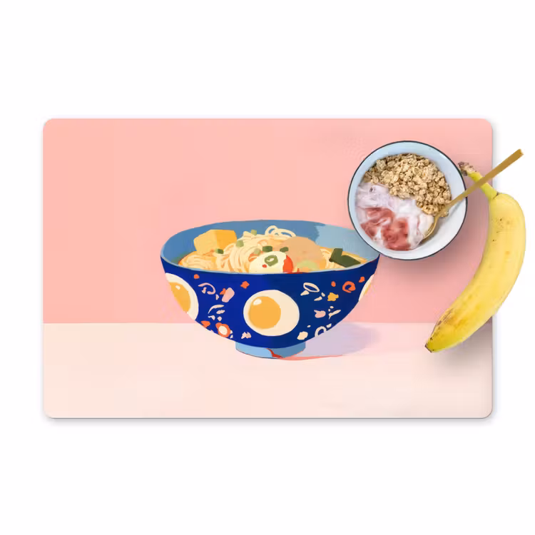 Salvamanteles - Fideos - Cuenco - Azul - Ilustración — 1