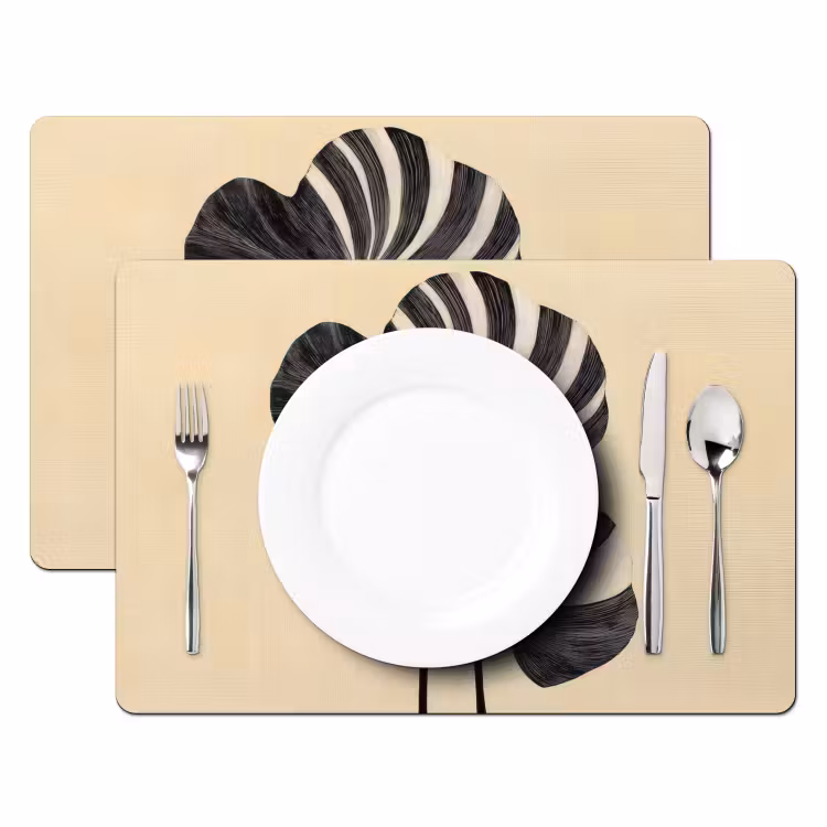 Vinilo para manteles individuales - Negro - Hojas - Rayas - Minimalista — 2