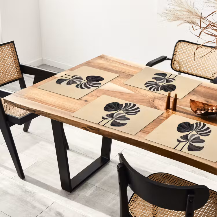 Vinilo para manteles individuales - Negro - Hojas - Rayas - Minimalista — 4