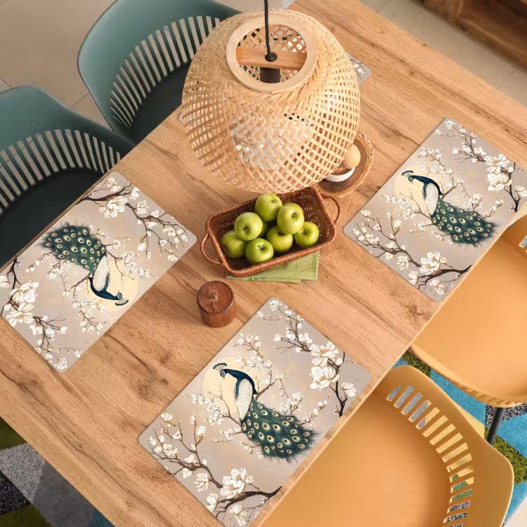 Vinilo para manteles individuales - Pavo real - Rama - Flores — 3