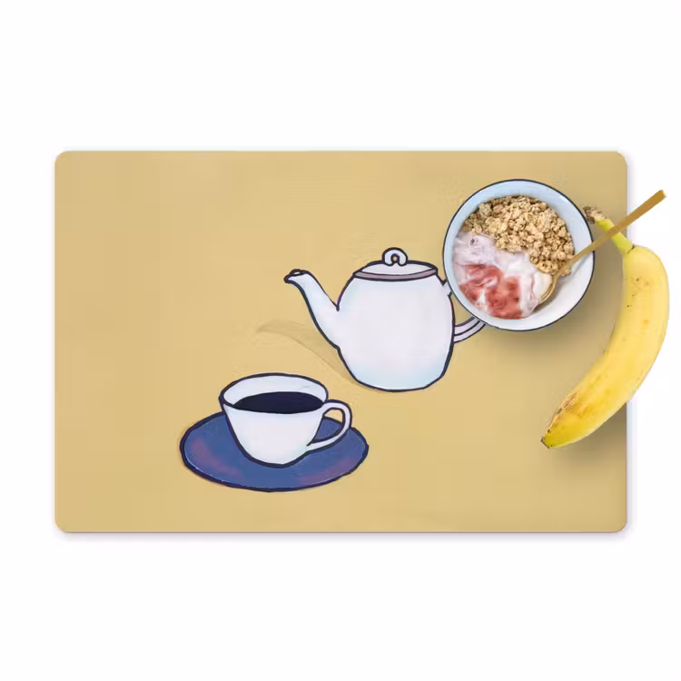 Salvamanteles - Tetera - Taza - Beige - Ilustración — 1