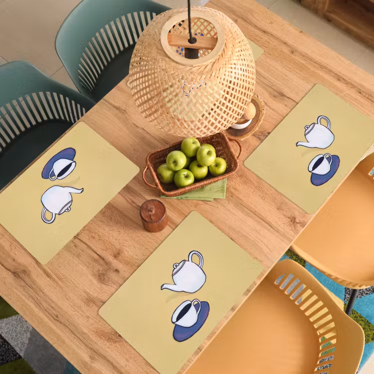 Salvamanteles - Tetera - Taza - Beige - Ilustración — 3