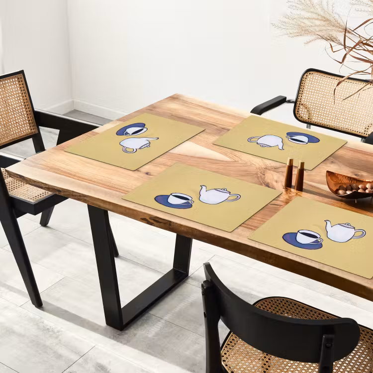 Salvamanteles - Tetera - Taza - Beige - Ilustración — 4