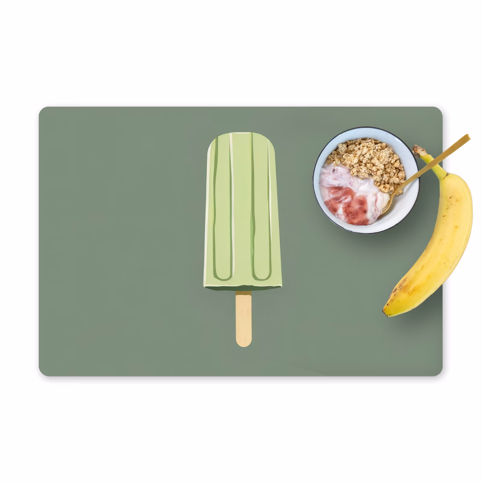 Salvamanteles - Verde - Helado de agua - Palo - Ilustración — 1