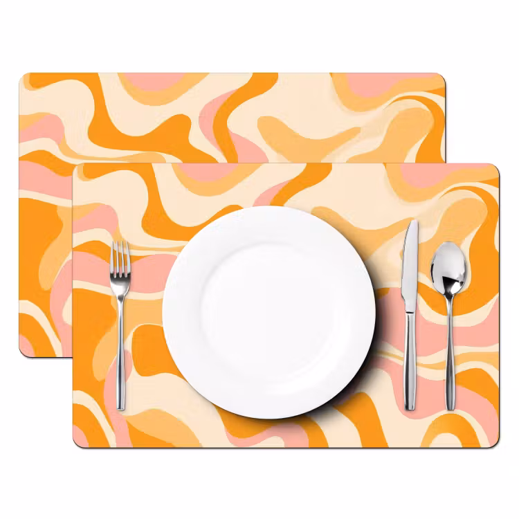 Vinilo para manteles individuales - Abstracto - Ondulado - Naranja — 2
