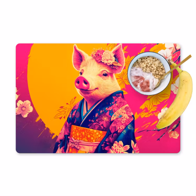 Vinilo para manteles individuales - Cerdo - Corona de flores - Kimono - Abstracto — 1