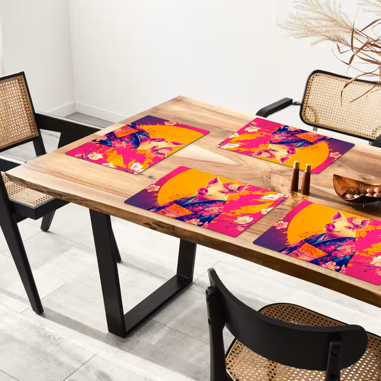 Vinilo para manteles individuales - Cerdo - Corona de flores - Kimono - Abstracto — 4