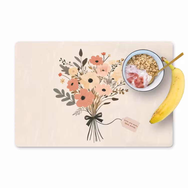 Vinilo para manteles individuales - Flores - Cita - Beige - Cinta — 1