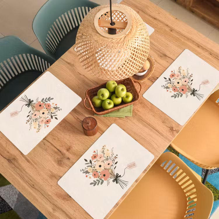 Vinilo para manteles individuales - Flores - Cita - Beige - Cinta — 3