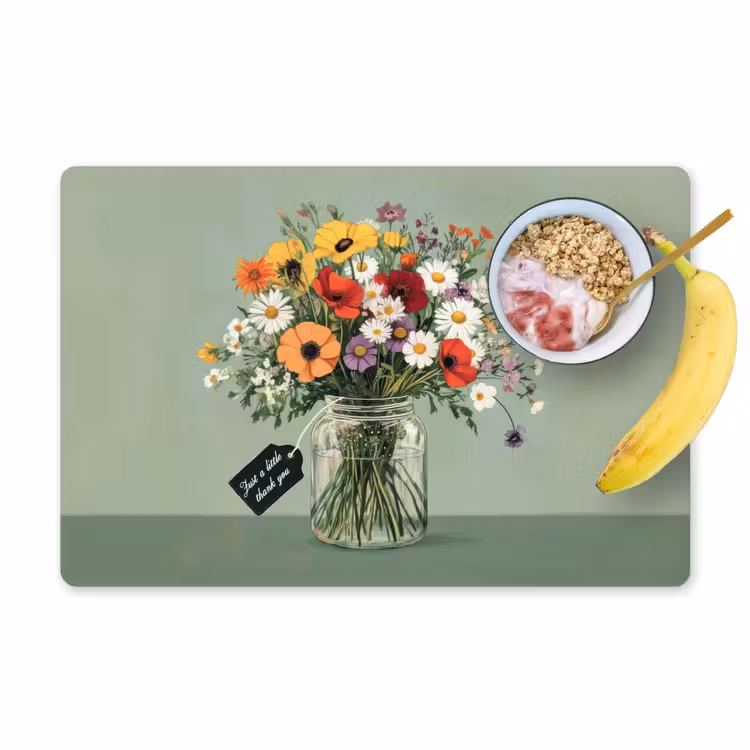 Vinilo para manteles individuales - Flores - Jarrón - Tarjeta — 1