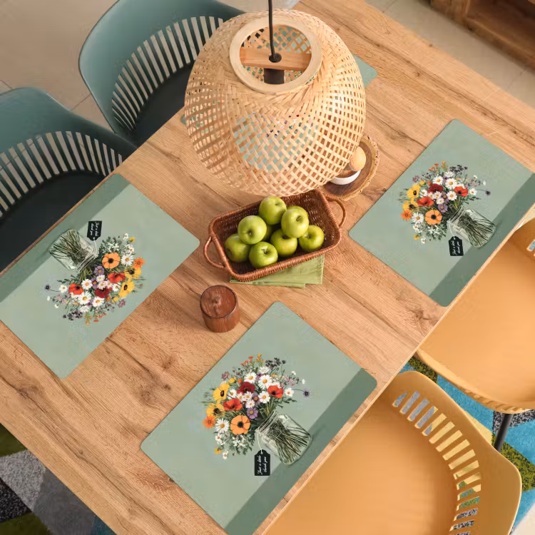 Vinilo para manteles individuales - Flores - Jarrón - Tarjeta — 3