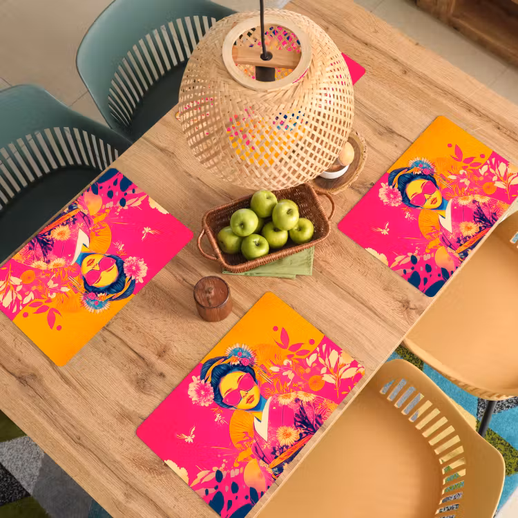 Vinilo para manteles individuales - Mujer - Gafas de sol - Abstractas - Naranja — 3