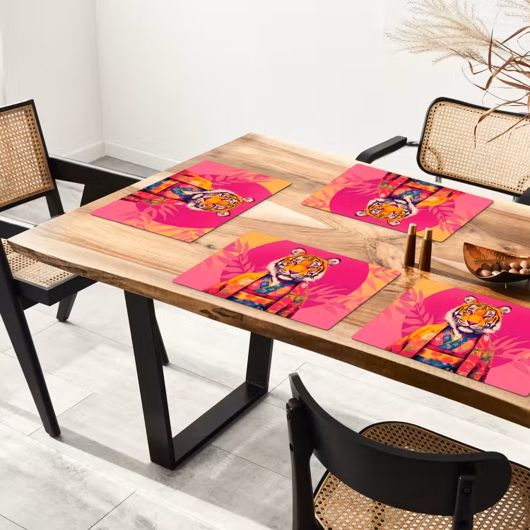 Vinilo para manteles individuales - Tigre - Kimono - Plantas - Rosa — 4