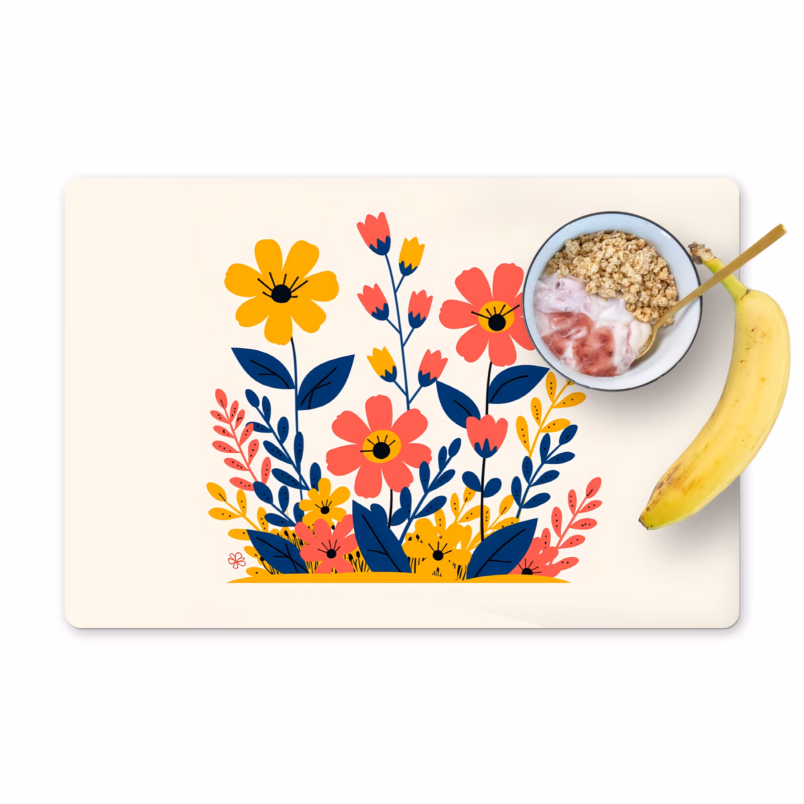 Salvamanteles - Ilustración - Flores - Hojas - Rosa — 1