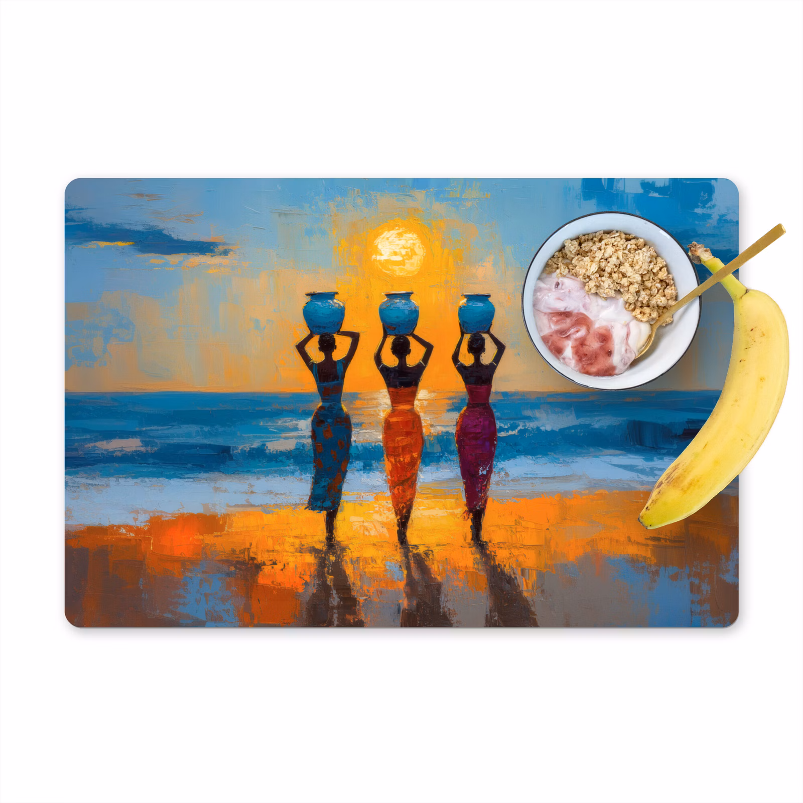 Vinilo para manteles individuales - Mujeres - Playa - Puesta de sol — 1