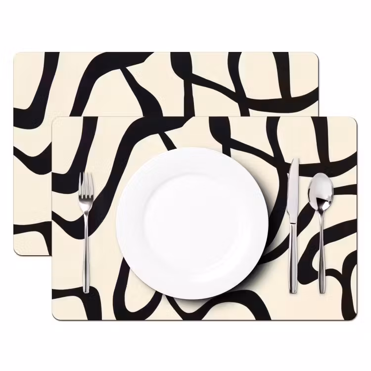 Vinilo para manteles individuales - Abstracto - Líneas - Moderno - Beige — 2