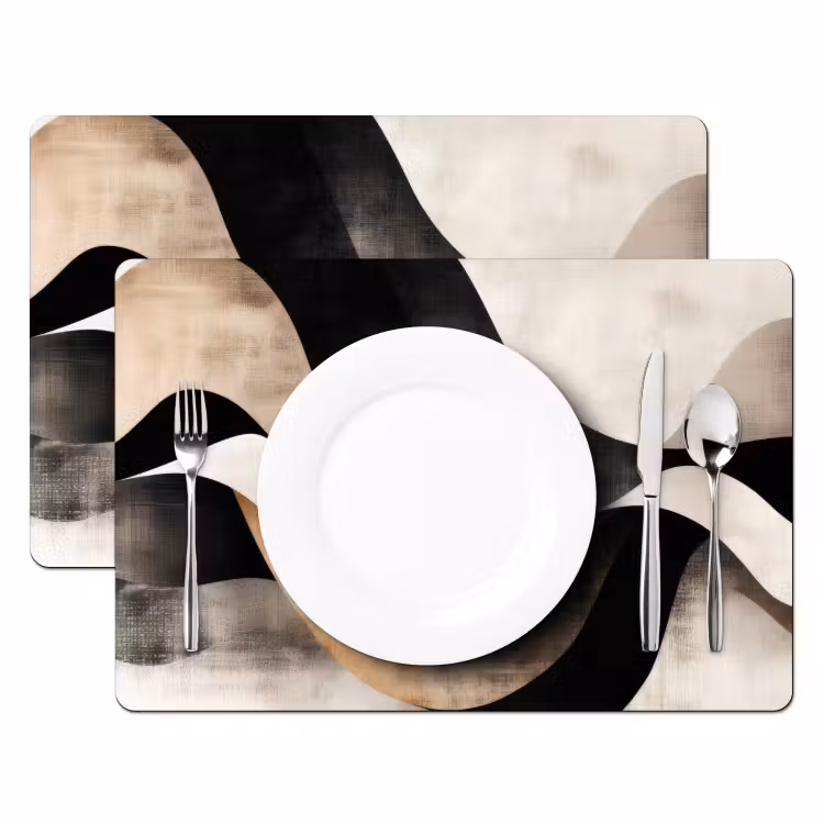 Vinilo para manteles individuales - Abstracto - Olas - Negro - Envejecido — 2