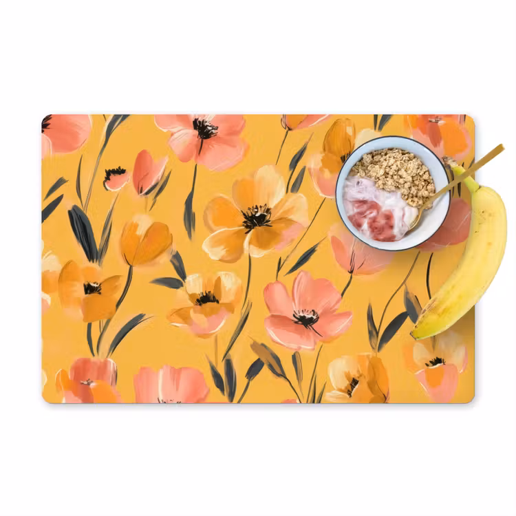 Vinilo para manteles individuales - Flores - Pintadas - Amarillas — 1