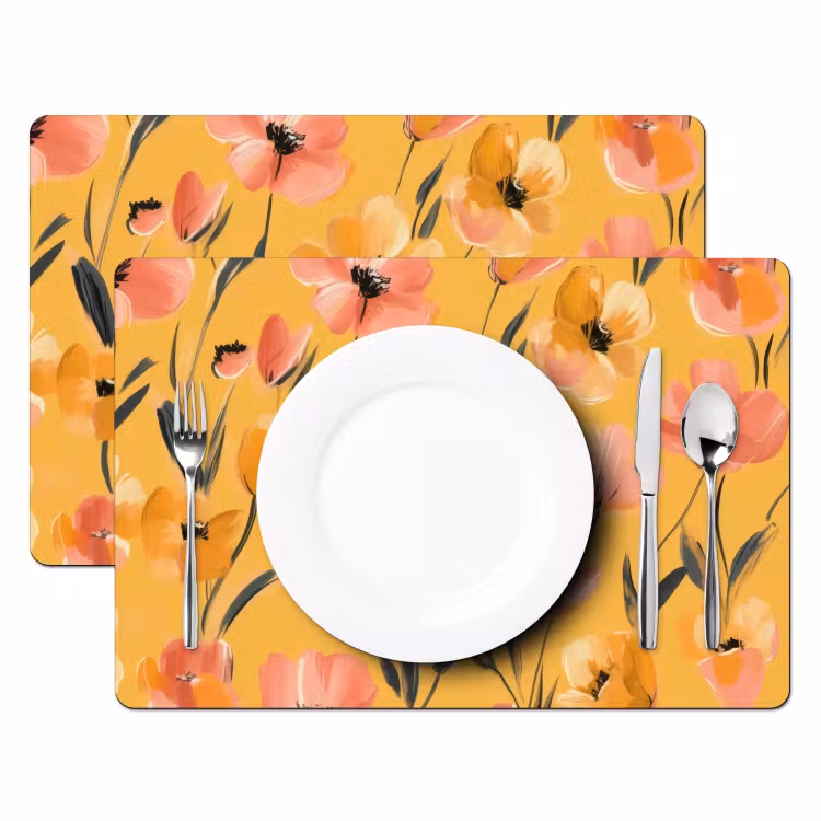 Vinilo para manteles individuales - Flores - Pintadas - Amarillas — 2