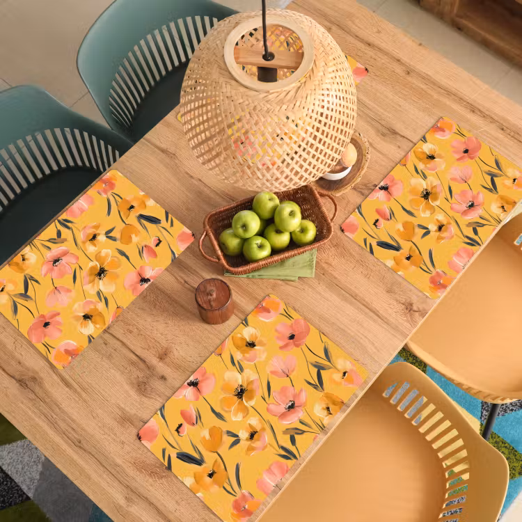 Vinilo para manteles individuales - Flores - Pintadas - Amarillas — 3