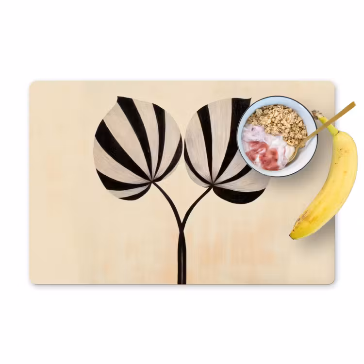Vinilo para manteles individuales - Hojas - Rayas - Tallo - Beige — 1