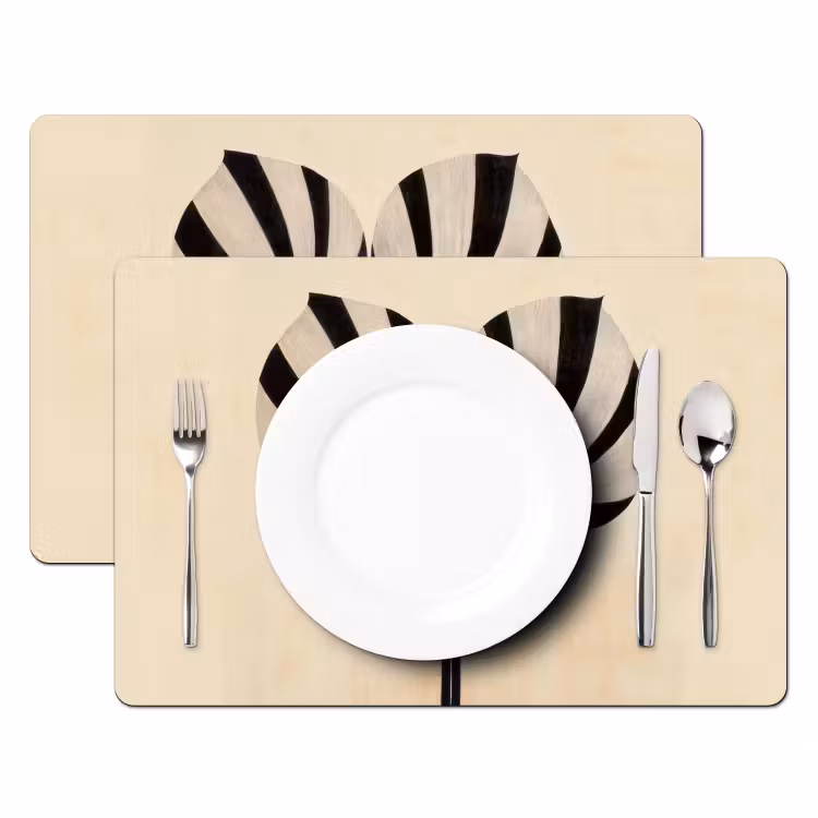Vinilo para manteles individuales - Hojas - Rayas - Tallo - Beige — 2