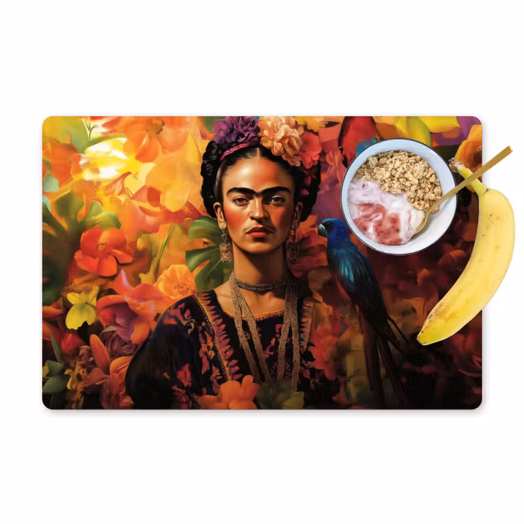 Vinilo para manteles individuales - Mujer - Flores - Loro - Pintoresco — 1