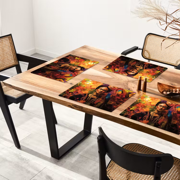 Vinilo para manteles individuales - Mujer - Flores - Loro - Pintoresco — 4