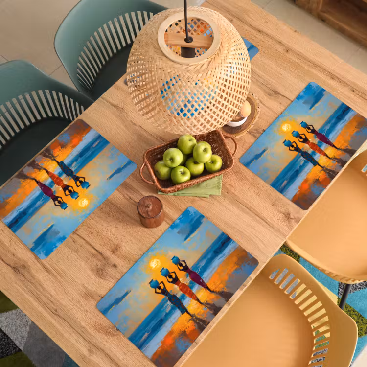 Vinilo para manteles individuales - Mujeres - Playa - Puesta de sol — 3