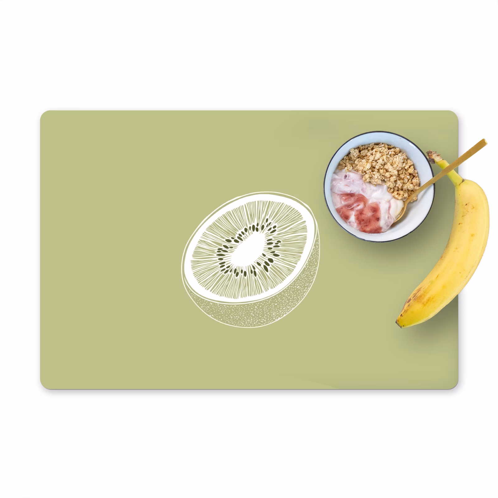 Vinilo para manteles individuales - Kiwi - Dibujo lineal - Minimalista - Verde — 1