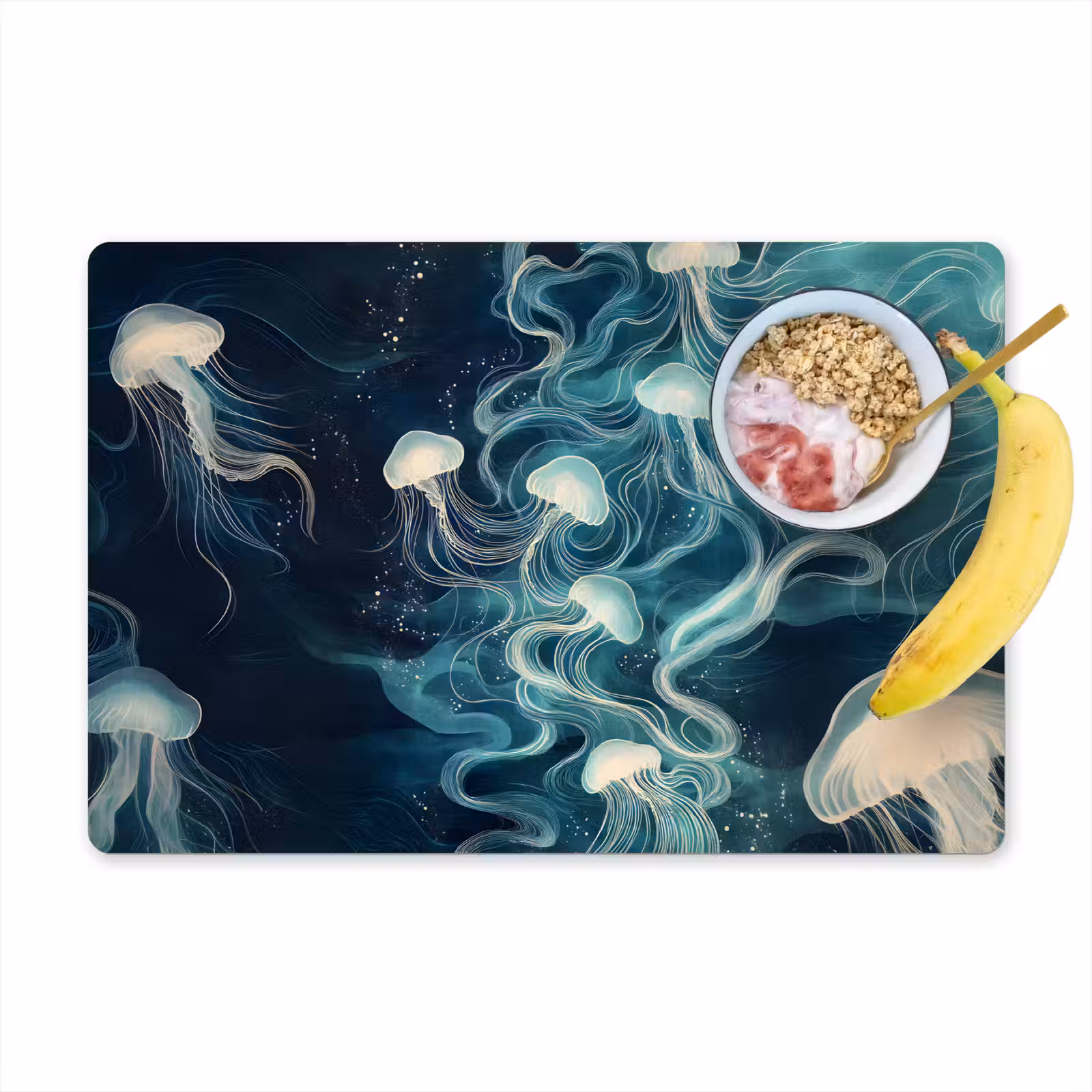 Vinilo para manteles individuales - Medusa - Mar - Blanco - Olas — 1