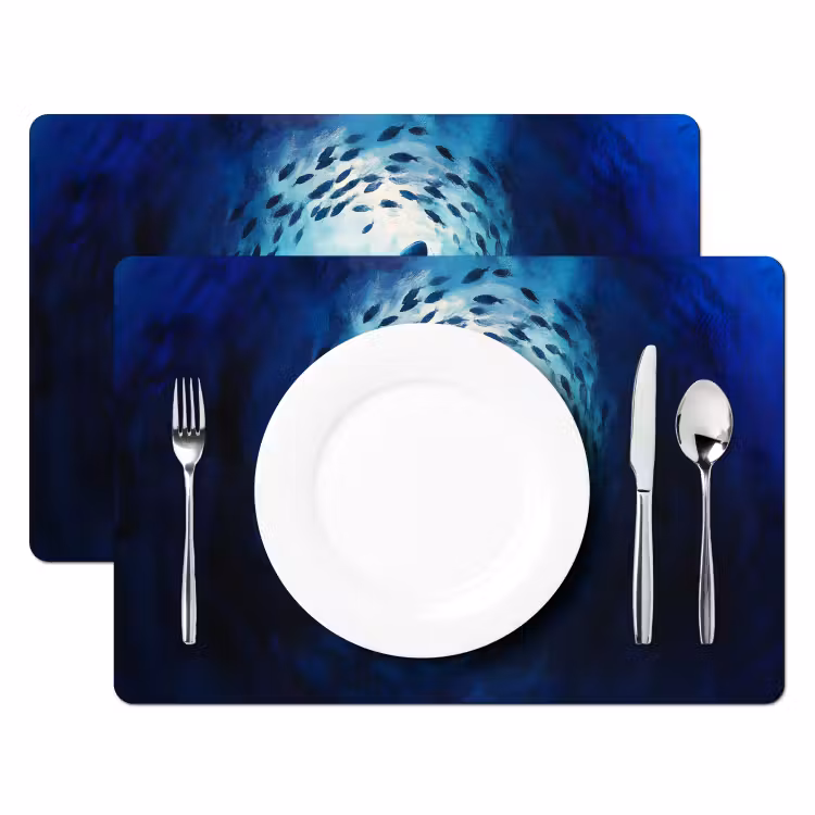 Vinilo para manteles individuales - Ballena - Pez - Azul oscuro — 2