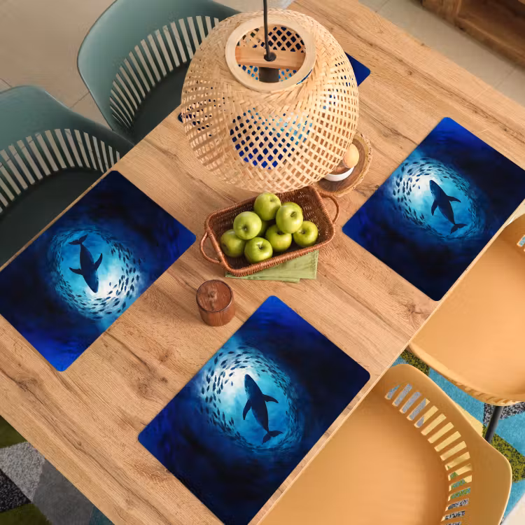 Vinilo para manteles individuales - Ballena - Pez - Azul oscuro — 3