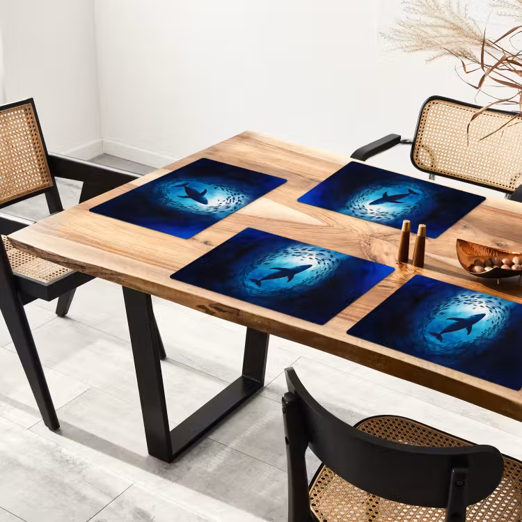 Vinilo para manteles individuales - Ballena - Pez - Azul oscuro — 4