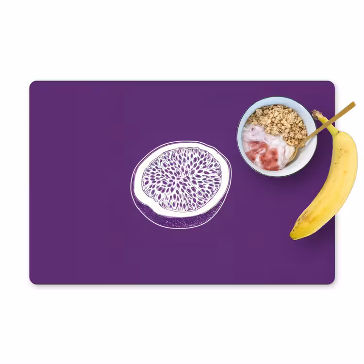 Vinilo para manteles individuales - Fruta de la pasión - Semillas - Morado - Minimalista — 1