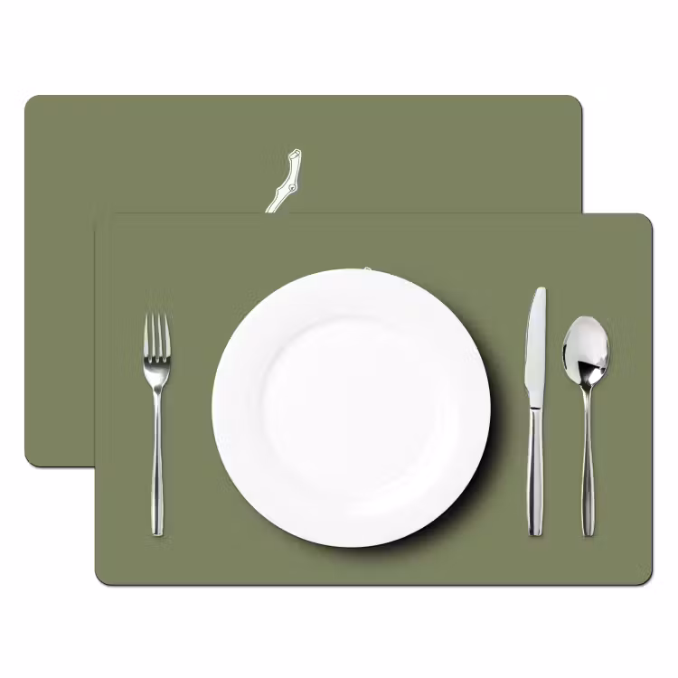 Vinilo para manteles individuales - Higos - Minimalista - Dibujado - Verde musgo — 2