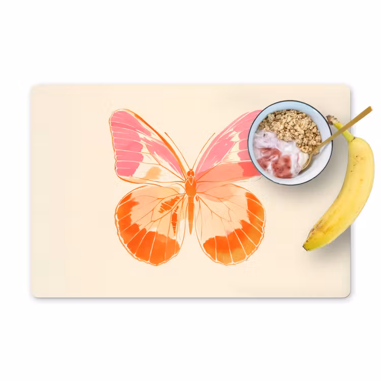 Vinilo para manteles individuales - Naranja - Mariposa - Minimalista — 1