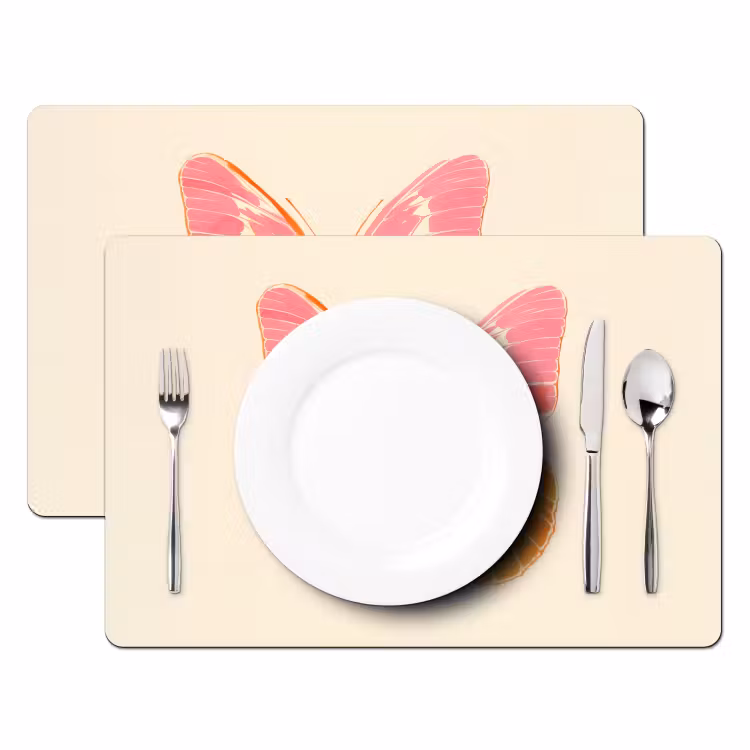 Vinilo para manteles individuales - Naranja - Mariposa - Minimalista — 2