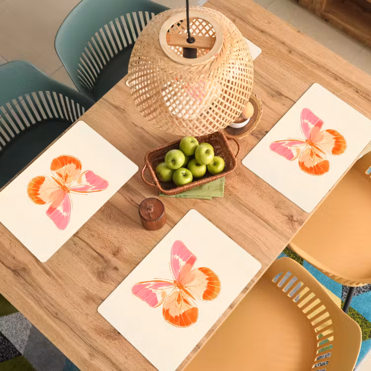 Vinilo para manteles individuales - Naranja - Mariposa - Minimalista — 3