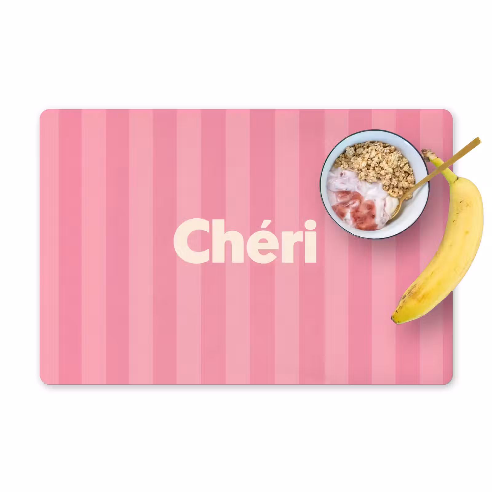 Vinilo para manteles individuales - A rayas - Rosa - Chéri — 1