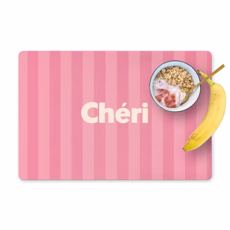 Vinilo para manteles individuales - A rayas - Rosa - Chéri — 1