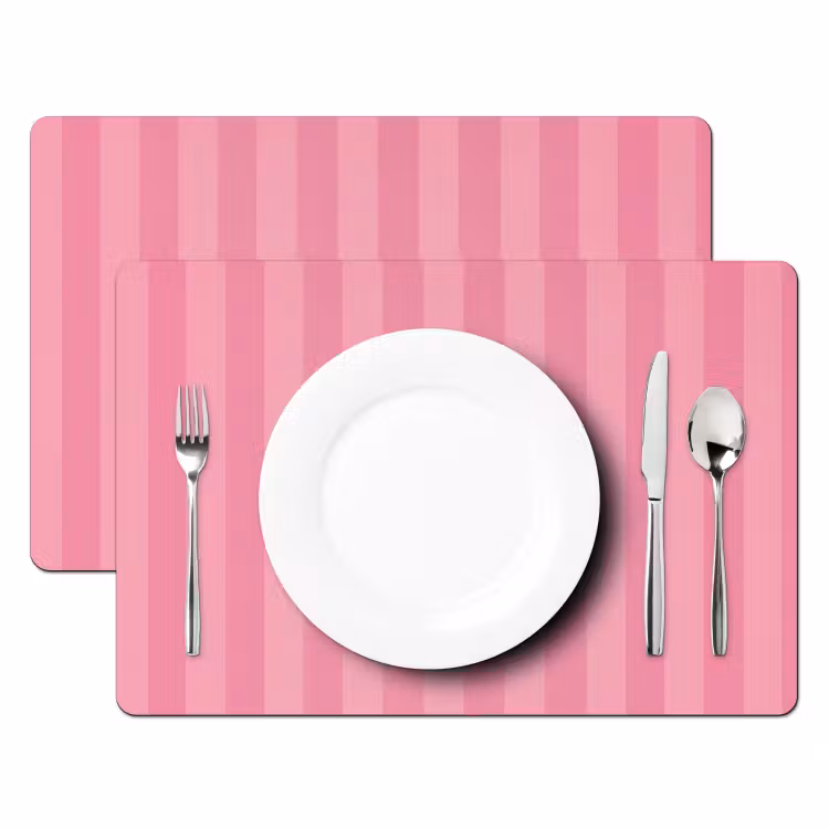 Vinilo para manteles individuales - A rayas - Rosa - Chéri — 2