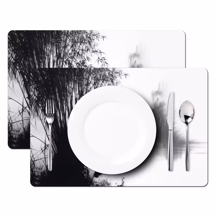 Vinilo para manteles individuales - Barco - Río - Bambú - Blanco — 2