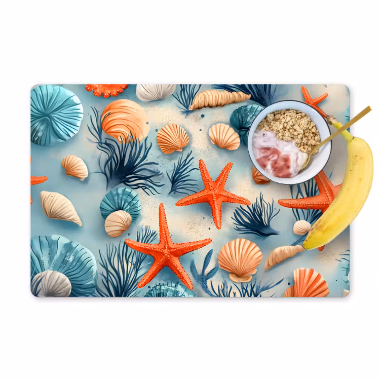 Vinilo para manteles individuales - Estrellas de mar - Conchas - Ilustración - Arena — 1